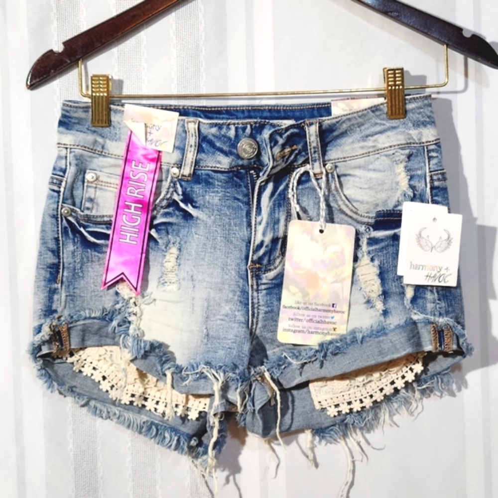 HARMONY + HAVOC HIGH RISE DENIM SHORTS SIZE 3